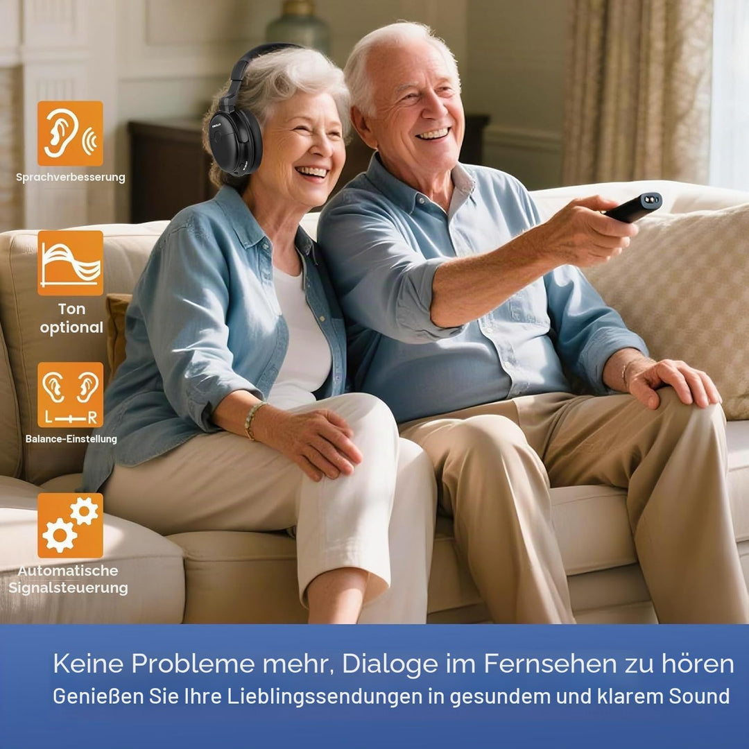 SIMOLIO Digital Funkkopfhörer für Fernseher Kabellos für Senioren, 2.4GHz Kabellose TV Kopfhörer mit