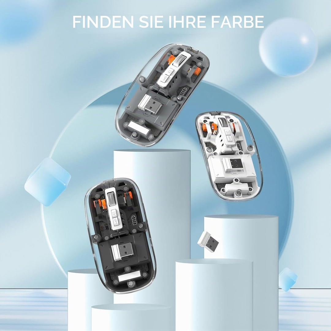 MAGIC-REFINER HXSJ Kabellose Maus Bluetooth, 2,4GHz+Bluetooth 5.0 Funkmaus Wiederaufladbare Leise Ul