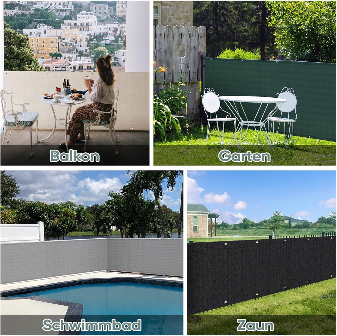 Sekey Balkon Sichtschutz Balkonabdeckung HDPE 220 g/m², 90x300cm, Leicht Transparent Wind- und UV-Sc