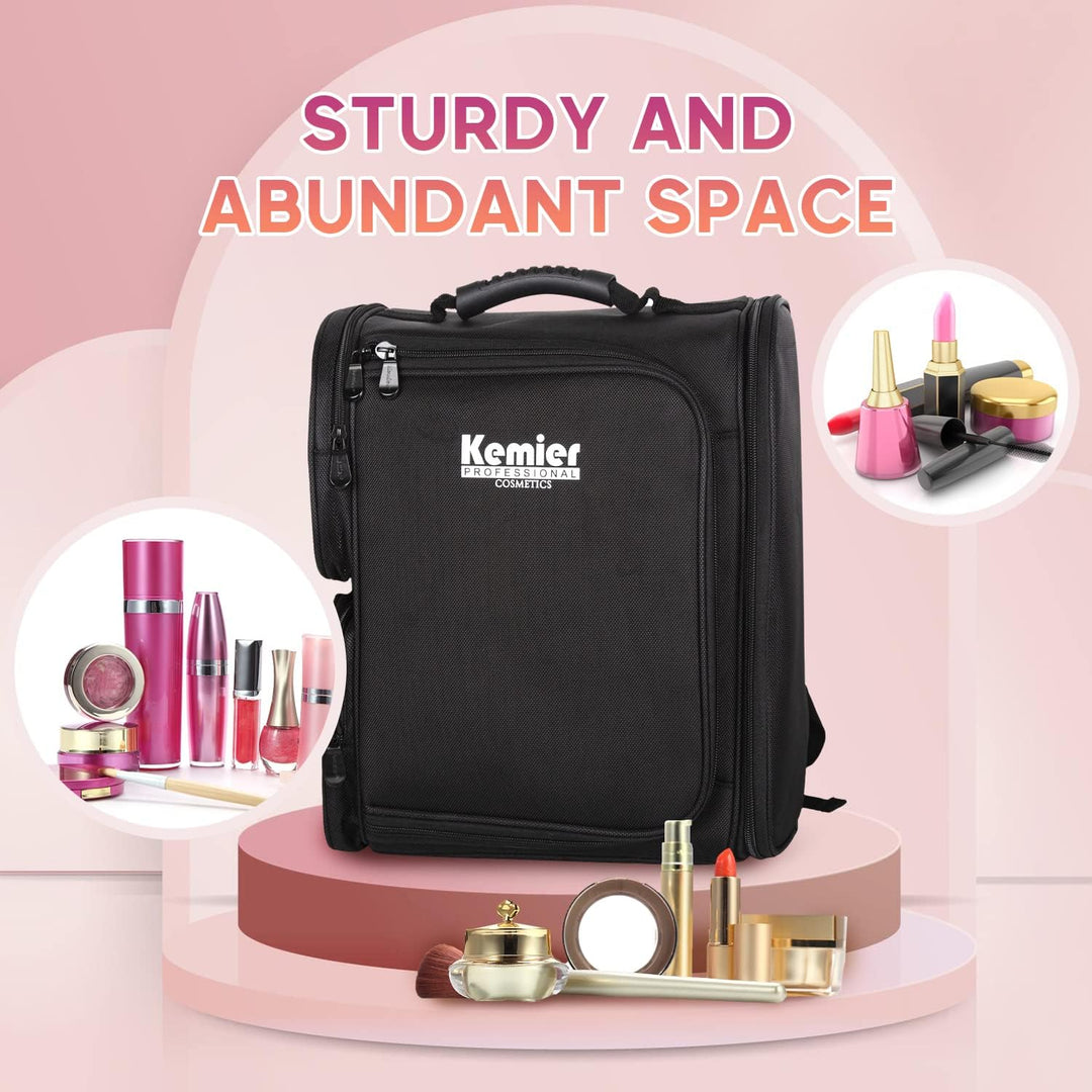 Kemier Professional Kosmetiktasche Makeup Tasche mit Durchsichtigen Aufbewahrungsbeuteln für Kosmeti