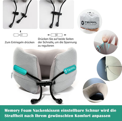 Joscoal Reisekissen Nackenkissen Memory Foam Nackenhörnchen Kinnstütz Reise in Flugzeug Auto Zug Bür