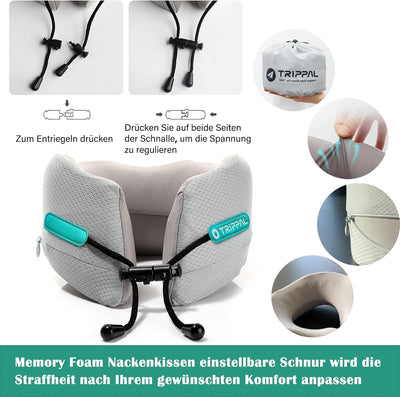 Joscoal Nackenkissen Memory Foam Nackenkissen Reise, Komfort Reisekissen Luxuriös Flugzeug Kinnstütz