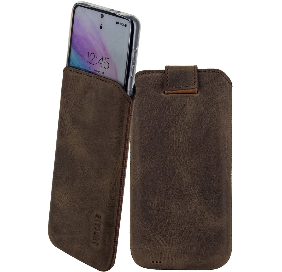 Suncase ECHT Ledertasche Leder Etui kompatibel mit Samsung Galaxy S25 FE Hülle Innenmasse: ca. 166 x