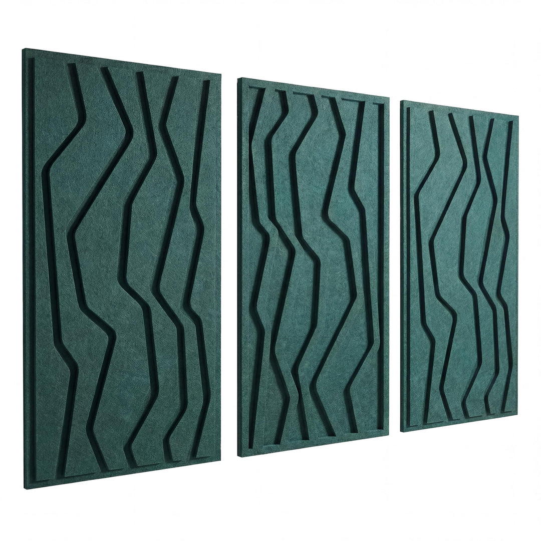 NIC’BRUX® Akustikpaneele Set 3er 80x44 cm – Modernes Akustikbild Wanddesign aus PET-Filz | Schallabs