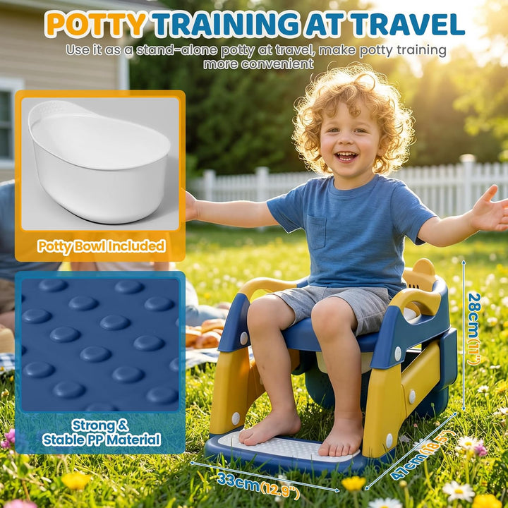 Orzbow Toilettensitz Kinder mit Treppe, 2-in-1 Kinder Toilettensitz, Töpfchen für Kinder, Höhenverst