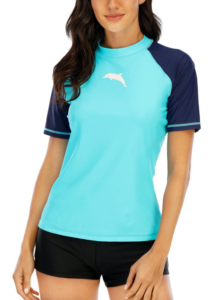 Halcurt UV Shirt Damen Kurzarm Rash Guard UPF 50+ Schwimmshirt Schnell Trocknender Badeshirt S-XXL X
