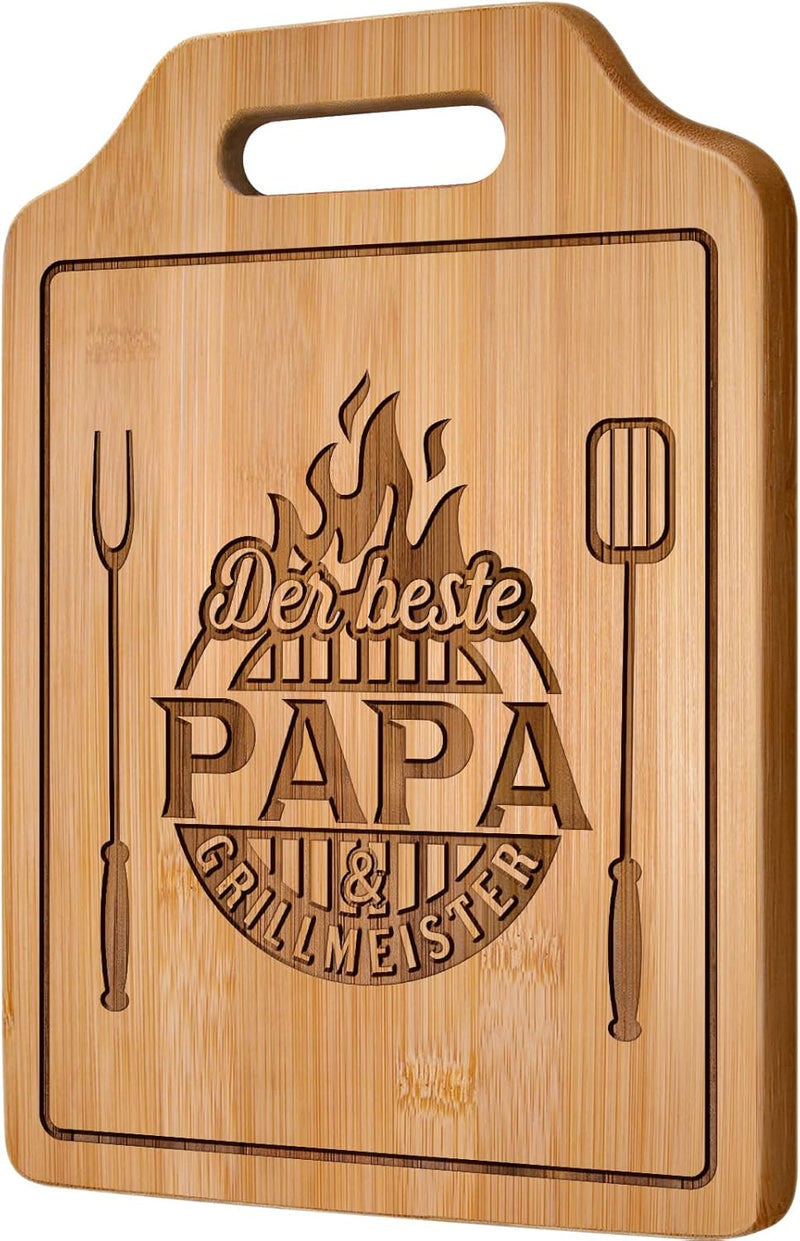 Giftasy Geschenke für Papa - Graviertes Bambus Schneidebrett mit Spruch, Bester Papa Geschenke, Gebu