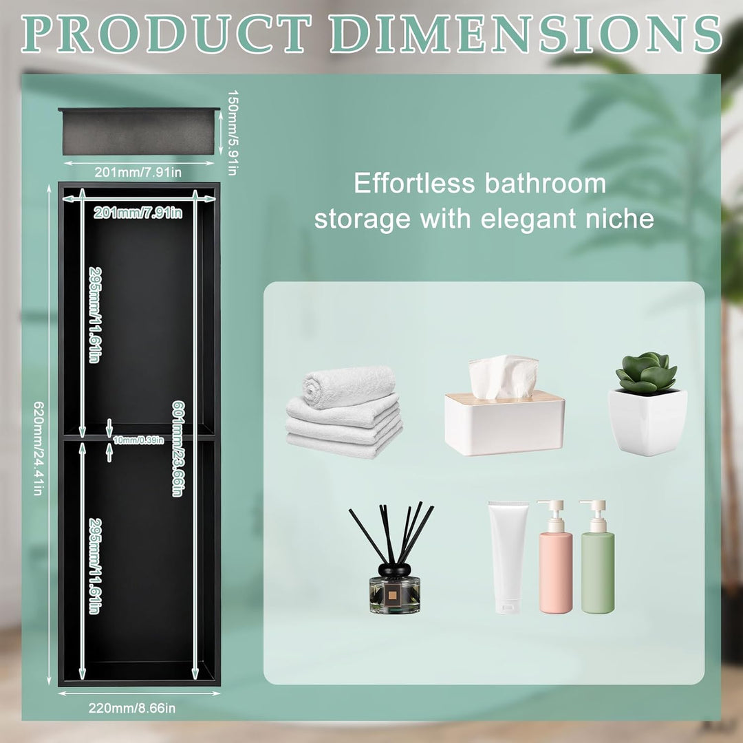 Wandnische Dusche 304 Edelstahl 60x20x15cm Badezimmer Lagerung Nische,Eingebettete Duschnische Doppe