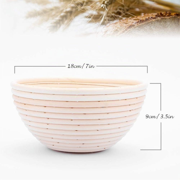 18cm Rund Gärkörbchen Banneton Brotform Korb,Handgewebter Natürlicher Rattan Gärkorb mit Leinen Line