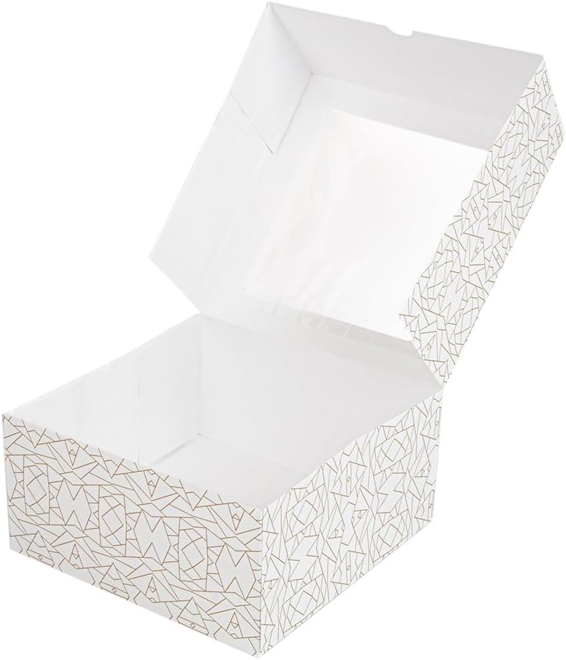 50 Stück Konditorschachteln mit Fenster 'Thepack' 250 g/m2 + Opp, 24 x 24 x 12 cm, Weiss, Nano-Mikro