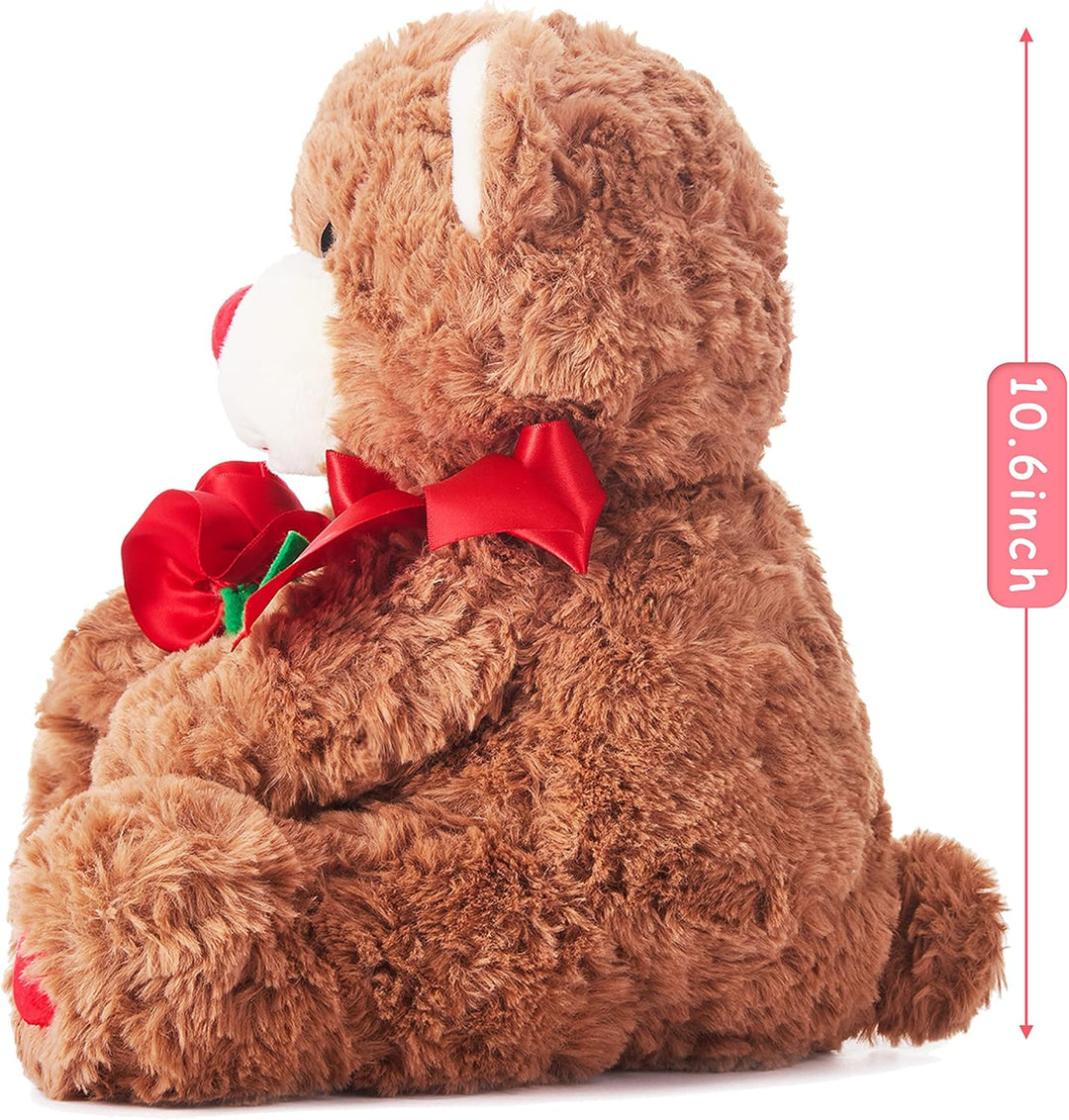 IKASA Teddybär Kuscheltier Liebes Plüschtier mit Schleife für Valentinstag, süsser 27cm Plüsch mit R