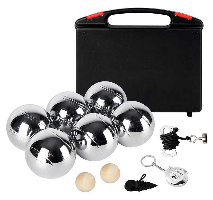 Personalisierte Boule Kugeln mit Gravur, 6er Petanque/Boccia Set mit Wunschtext & Logo, Individuelle