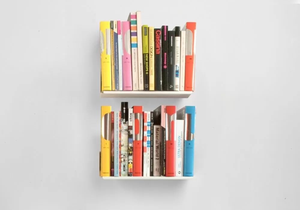 TEEbooks - Bücherregale - Satz von 2 - Weiss - Stahl - L 45 cm, Tiefe 25 cm, H 15 cm, L 45 cm, Tiefe