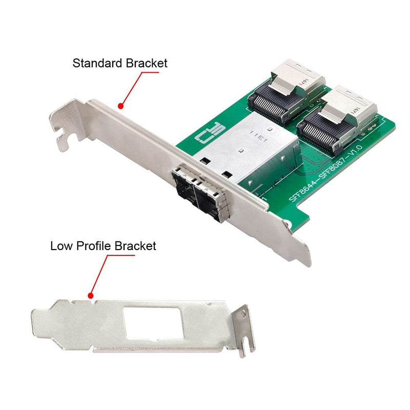 Chenyang Mini SAS 2 SFF-8644 zu 2 SFF-8087 HD Data Server Converter Adapter mit Klammer 2 SFF-8644 t