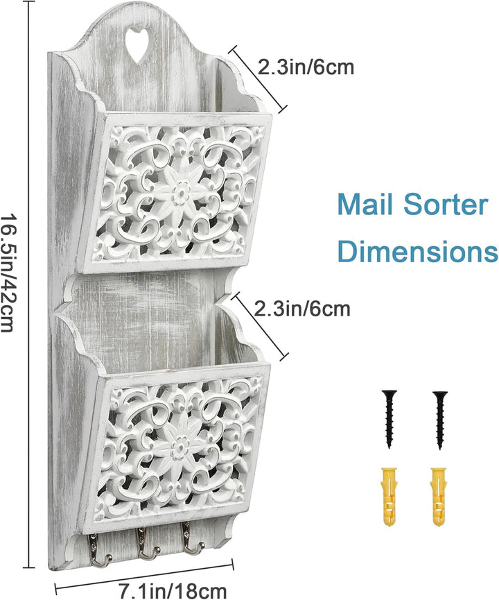Rustikale Postsortierer und Schlüsselbrett, Zeitschriftenhalter Shabby Chic Briefständer Schlüsselha