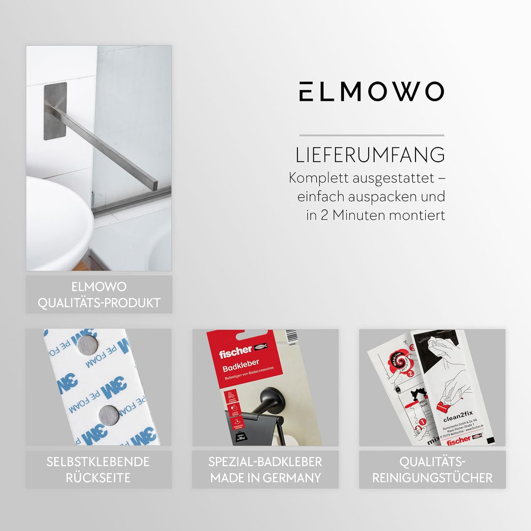 Premium Edelstahl Handtuchhalter ohne Bohren selbstklebend inkl. Spezialkleber (extrem sicherer Halt