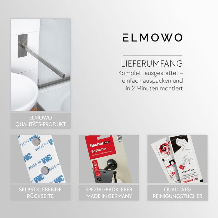 Premium Edelstahl Handtuchhalter ohne Bohren selbstklebend inkl. Spezialkleber (extrem sicherer Halt