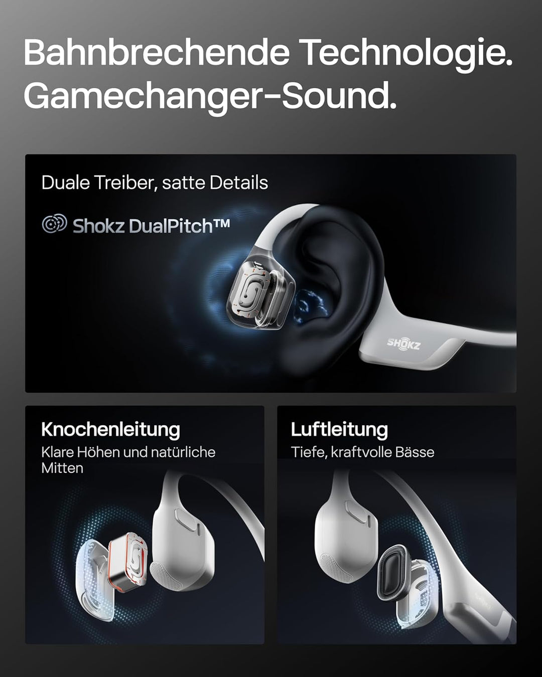 SHOKZ OpenRun Pro 2 Knochenschall Sportkopfhörer, Open-Ear-Ohrhörer mit Bluetooth 5.3, Mikrofon mit