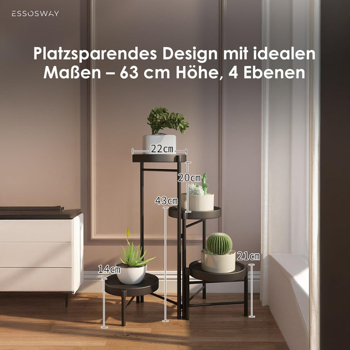 Blumenständer Pflanzenständer - Indoor - Pflanzenregal Blumentreppe Blumenregal Metall - 4 Etagen -