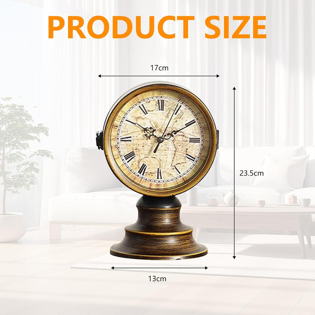Doppelseitige Tischuhr Vintage, Europäischer Stil Vintage Schreibtisch Uhr, Retro Nacht Mantel Runde