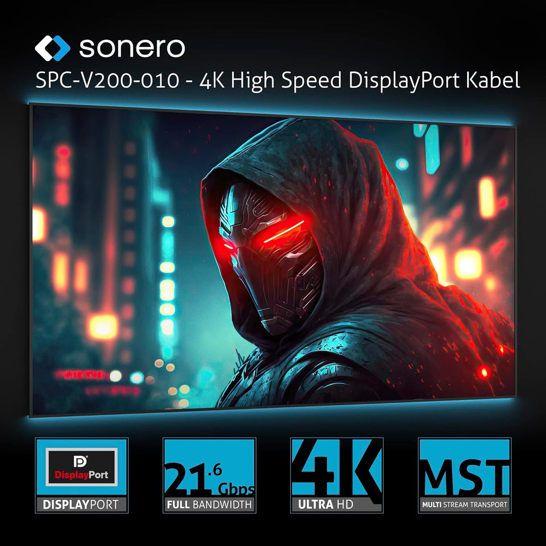 Sonero® 4K USB-C auf DisplayPort Kabel, DisplayPort Stecker auf USB-C Stecker, 4K 60Hz, 21,6 GB/s, B