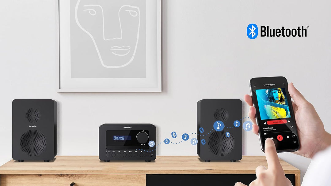 SHARP XL-B514(BK) Hi-Fi Mikrosystem mit FM-Radio, Bluetooth 5.0, CD-MP3-Player, USB-Wiedergabe, 30 W