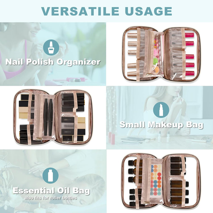 Yarwo Nagellack Organizer Tasche für 12 Flaschen, Kleine Nagellack Aufbewahrung mit Sichtfenster, Tr