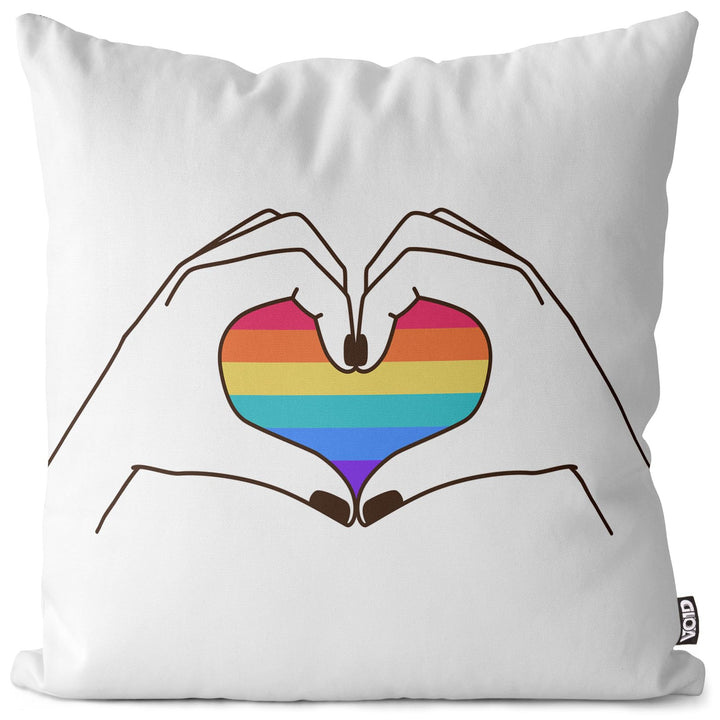VOID Regenbogen Hände Herz Kissenbezug Kissenhülle Polyester wasserfest Outdoor Indoor, Kissen Gröss