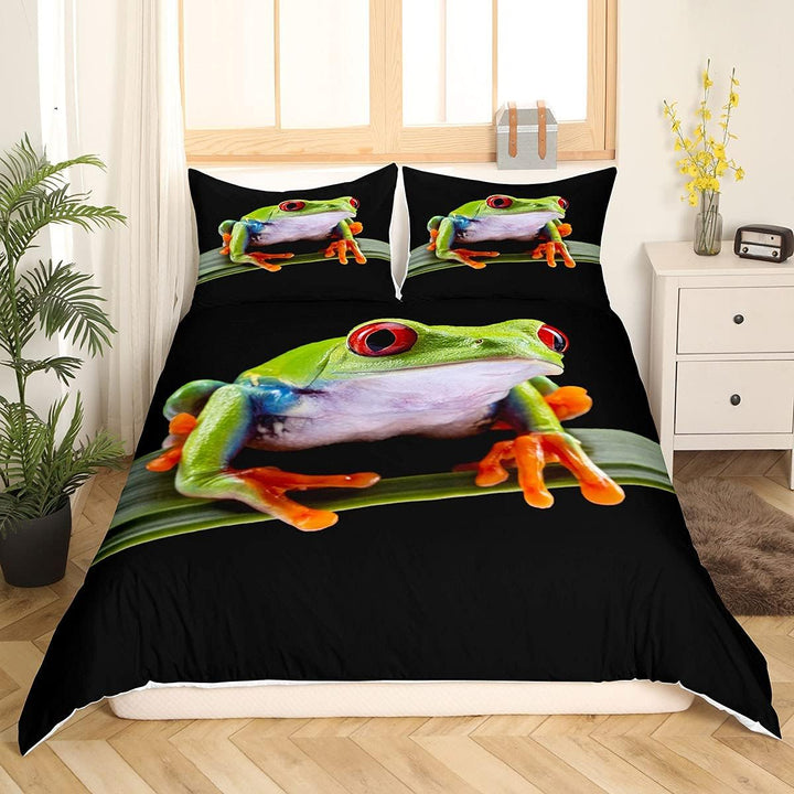 Homewish Frosch Bettwäsche Set Tropical Amphibian Tröster Cover 3D Tier Frosch Print Bettbezug Für T