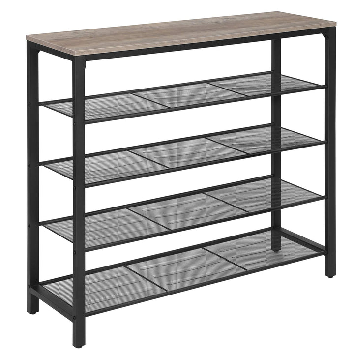 VASAGLE Schuhregal, Schuhablage mit 4 Gitterebenen und grosszügiger Oberfläche für Taschen, für den