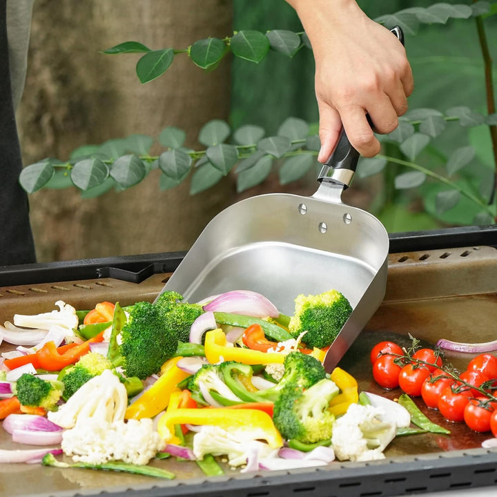 onlyfire Grillschaufel Edelstahl, Plancha Grillschaufel mit Griff, Multifunktional Grillwender, BBQ