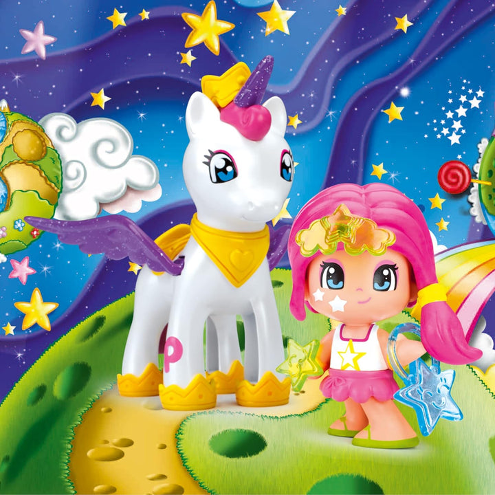Pinypon - Star und Fliegender Einhorn, sortierte Farben/Modelle, 32 kleine Accessoires (Famosa 70001