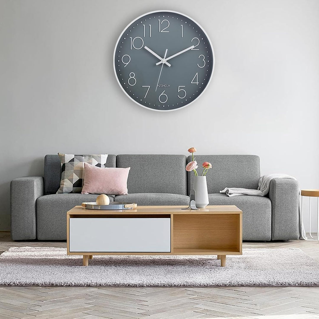 HZDHCLH Funk Wanduhr 30 cm Lautlose Wanduhr Ohne Tickgeräusche, Moderne Batteriebetriebene Uhr für Z