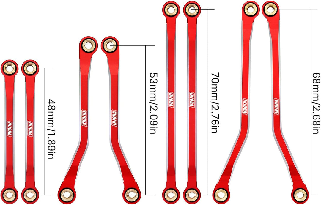 INJORA Hohe Clearance Links CNC Aluminium Link für 1/18 TRX4M Upgrade RC Crawler, Rot, Rot