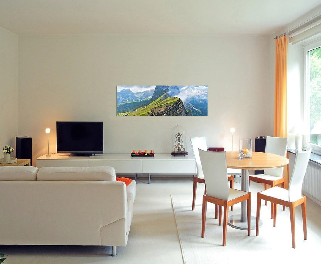 Paul Sinus Art Panoramabild auf Leinwand und Keilrahmen 120x40cm Italien Alpen Landschaft Gebirge Wo