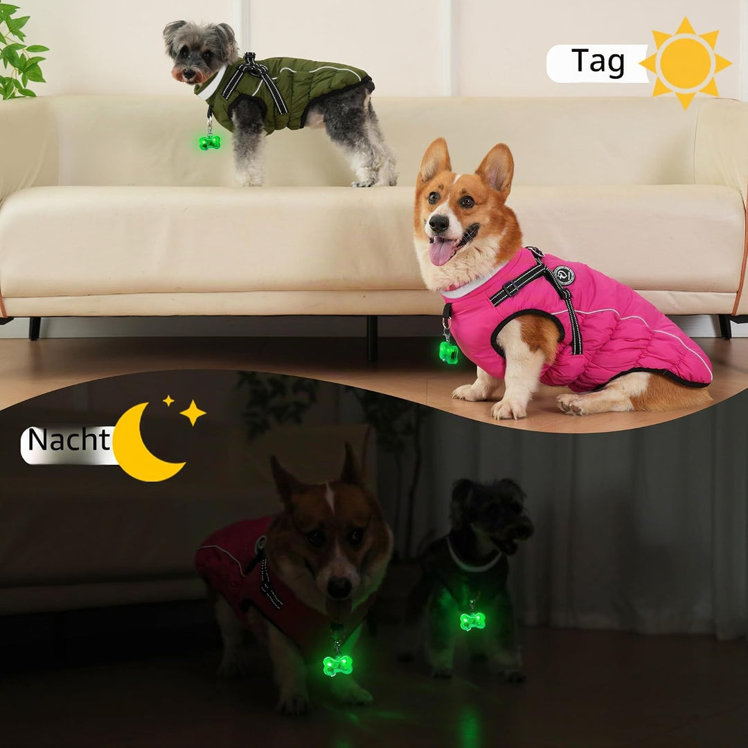 Hundemantel Winter, Hundemantel Wasserdicht, Warme Hundejacke mit Geschirr, Reflektierende Streifen,