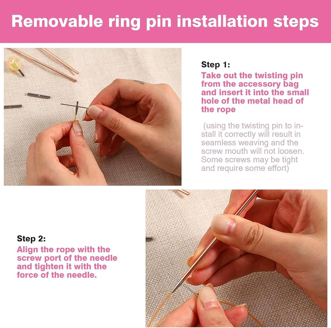 DEWIN Rundstricknadeln Ring Set,Rundstricknadel Sets Austauschbare Rundstricknadel aus Aluminium mit