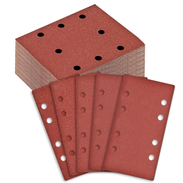 BIGP Schleifpapier Klett Set 100 Stück, 93 x 185 mm mit 8 Löchern für Staubabsaugung, Körnung 40 60