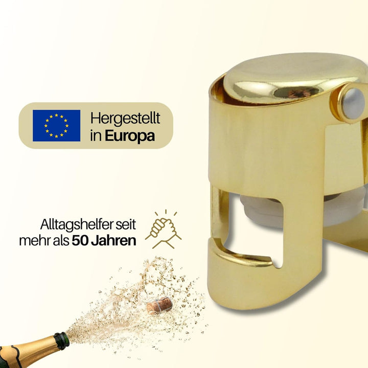 SPARKLING Flaschenverschluss in Gold für Sekt, Prosecco oder als Weinflaschenverschluss | Sektversch
