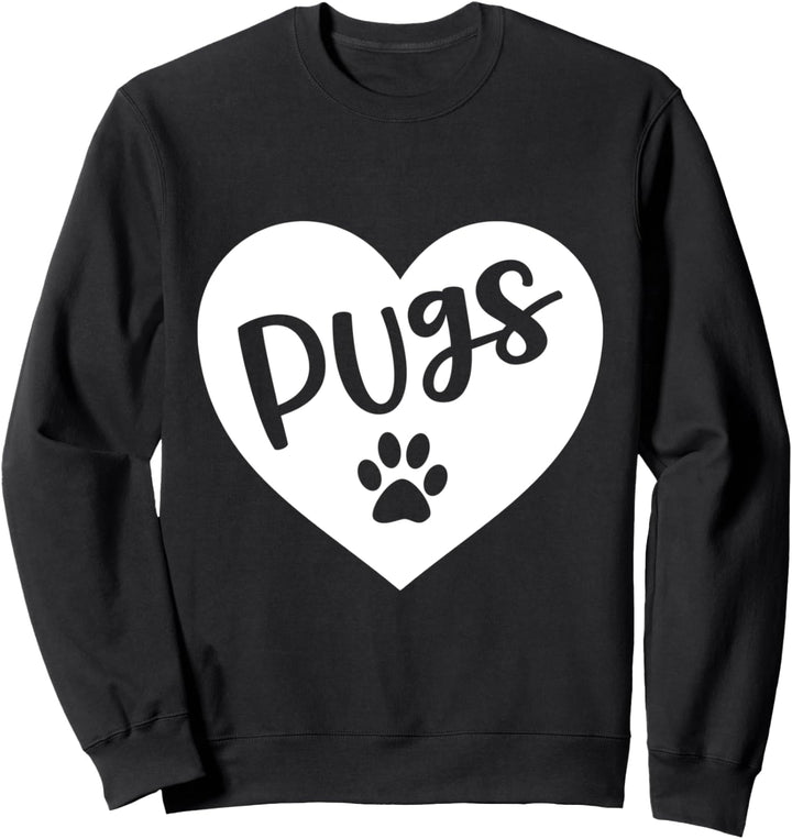 Möpse-Herz-Pfoten-Druck Sweatshirt