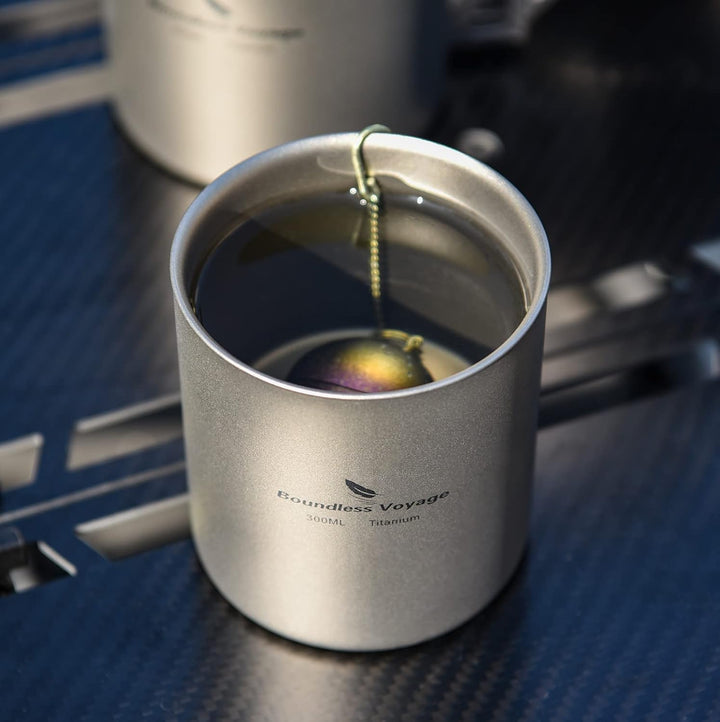 Boundless Voyage 300ml Doppelwandiger Titanbecher Hitzebeständiger Mini-Tee-Getränkebecher Outdoor-C