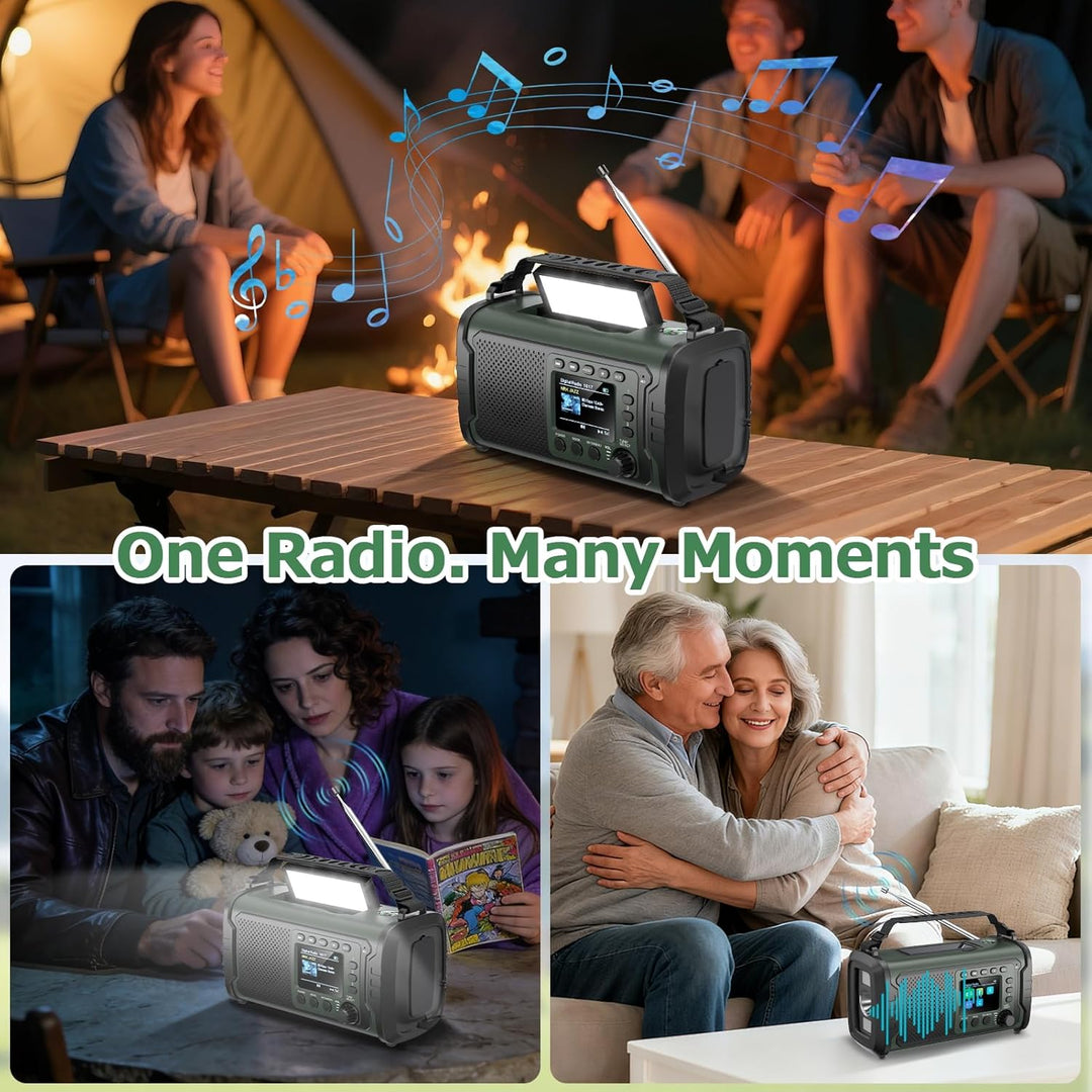27000mAh DAB/DAB+ Notfallradio mit Kurbel, Solar & USB Laden, Bluetooth 5.3, Powerbank-Funktion, SOS