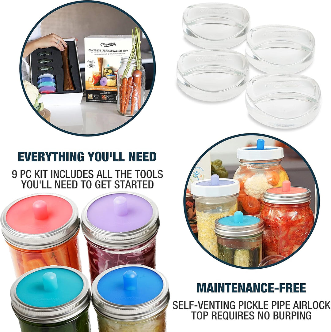 Masontops Komplettes Einmachglas Fermentationskit - Einfaches SMALL/REGULAR Einmachgläser-Gemüseferm