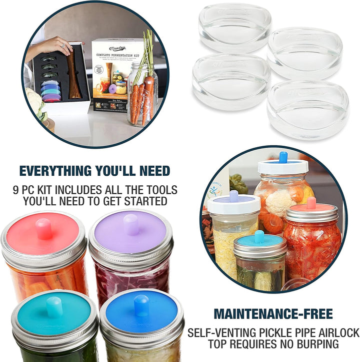 Masontops Komplettes Einmachglas Fermentationskit - Einfaches SMALL/REGULAR Einmachgläser-Gemüseferm