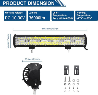 Willpower 17 Zoll 43CM 360W Led Arbeitsscheinwerfer Bar Led Scheinwerfer 12V 24V Wasserdicht Flutlic