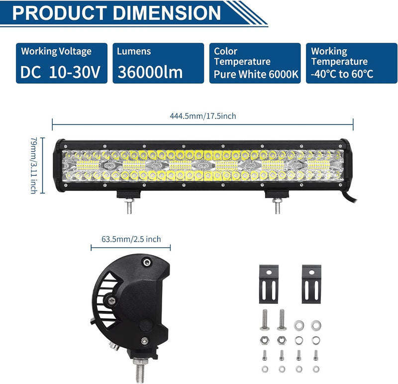 Willpower 17 Zoll 43CM 360W Led Arbeitsscheinwerfer Bar Led Scheinwerfer 12V 24V Wasserdicht Flutlic