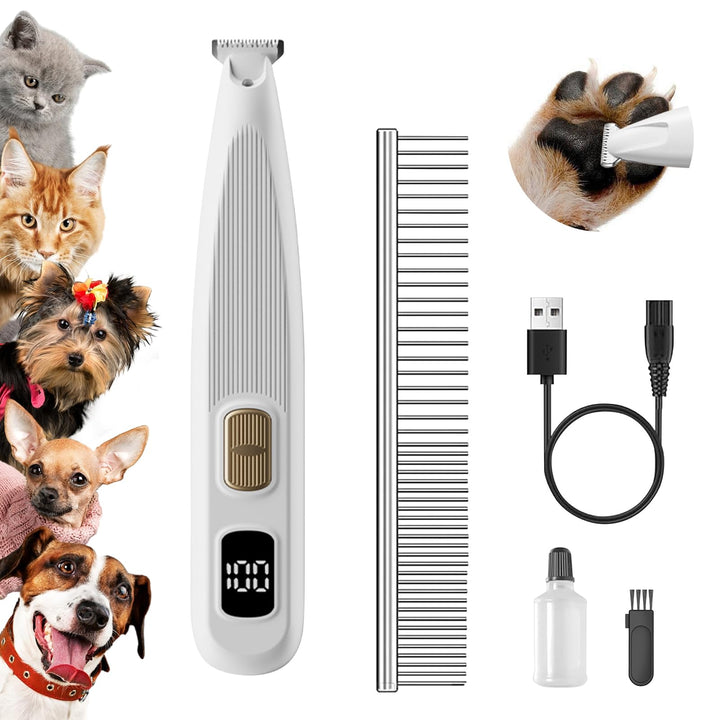 Pfotentrimmer für Hunde mit LED-Licht,USB Wiederaufladbar Hundeschermaschine Paw Trim Pro für Hunde