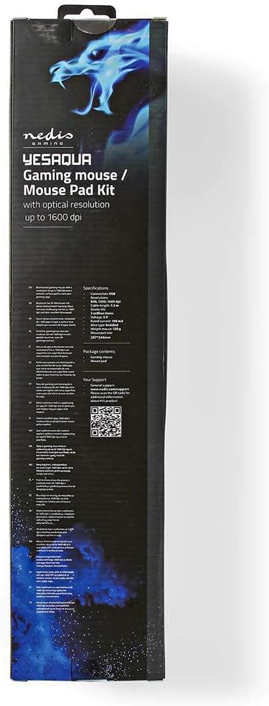 NEDIS Gaming Mouse & Mouse Pad Set - Verdrahtet - 800/1200 / 1600 DPI - Einstellbar DPI - Anzahl Knö