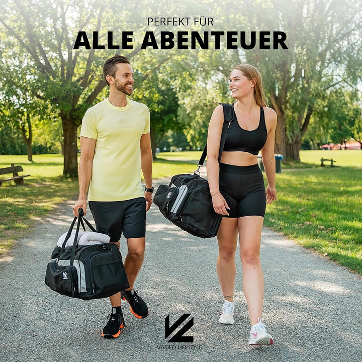 VL® Sporttasche Gross mit Schuhfach, Nassfach &amp; [Isoliertes Kühlfach] Saunatasche &amp; Reisetasche für