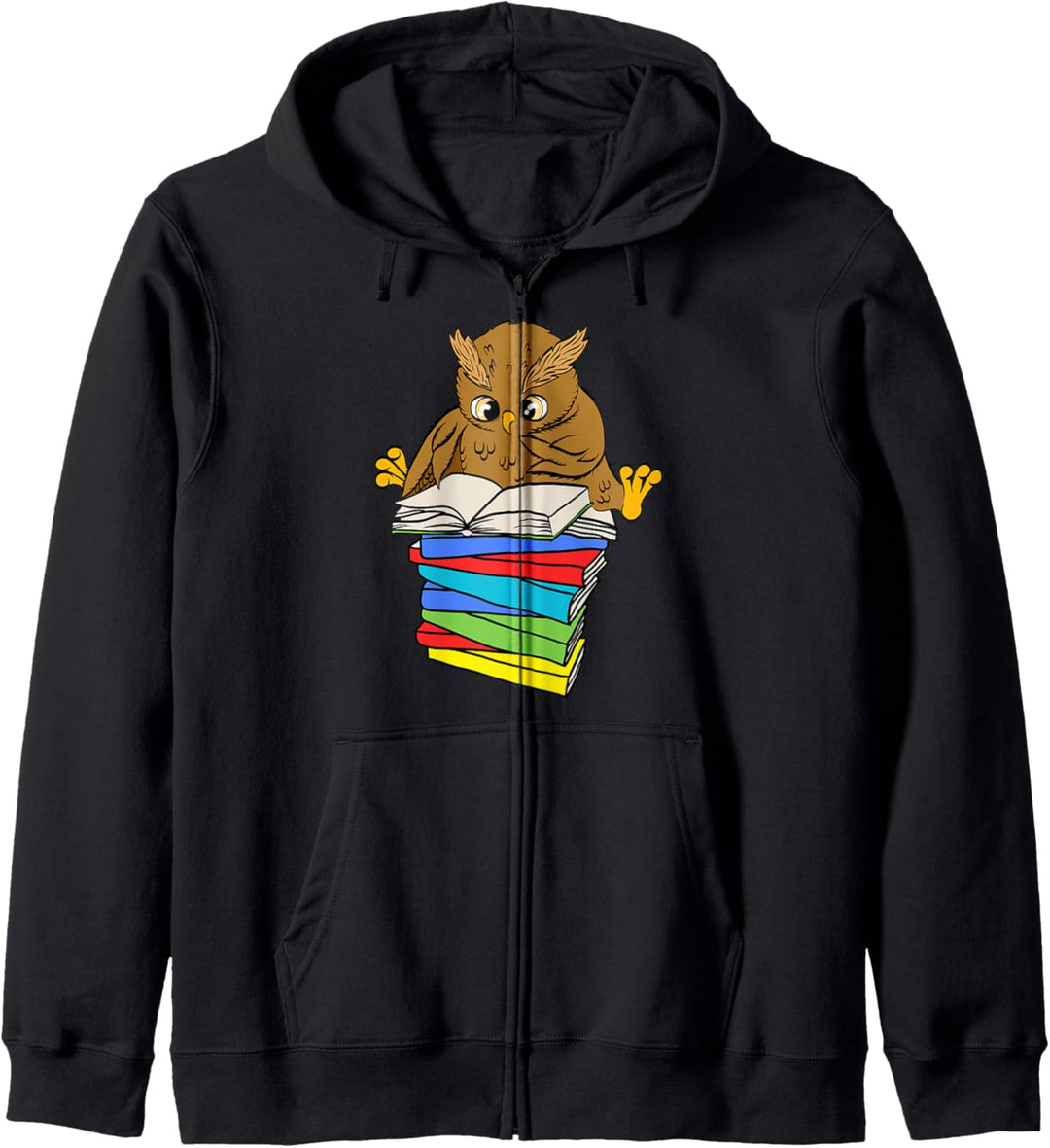 Süsse Eule mit Büchern die gerade liest T-Shirt Leseratten Kapuzenjacke